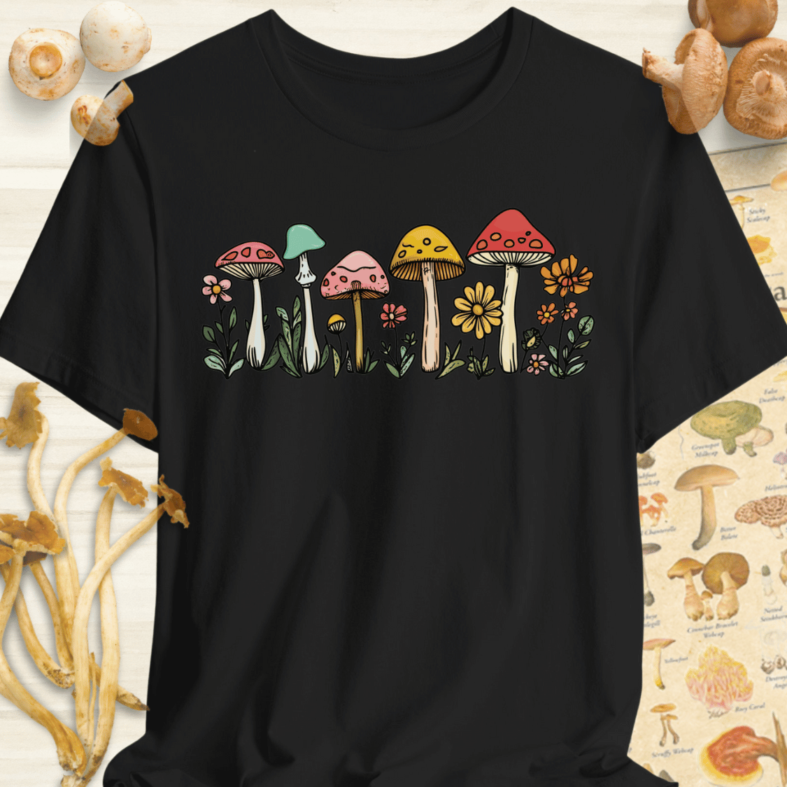 Fungi Summer Flowers Tee Black