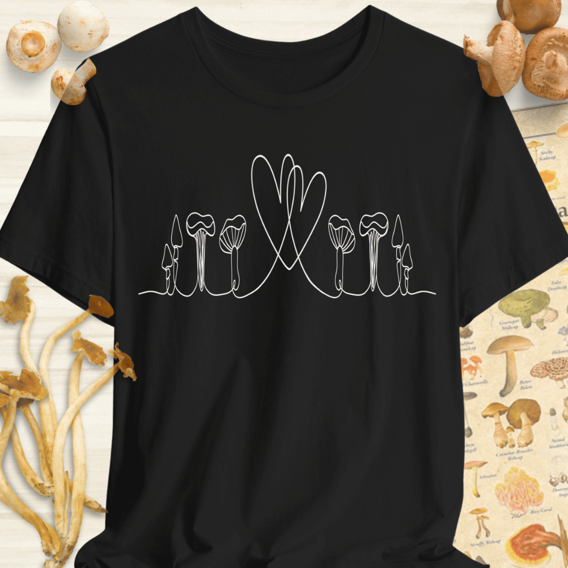 Fungal Line Art Love Tee Black