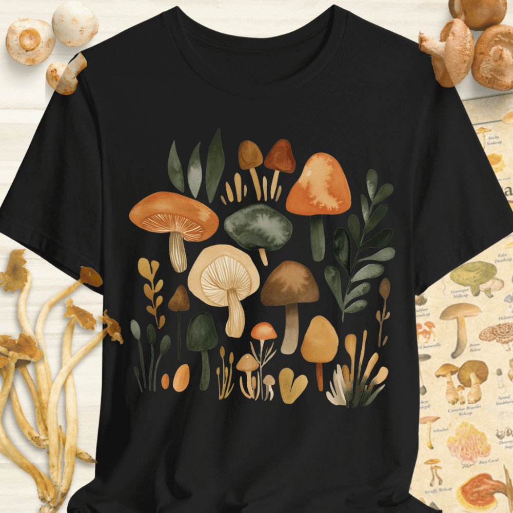 Watercolor Fungi Tee Black