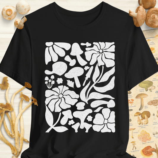 Fungi Flora Print Tee Black