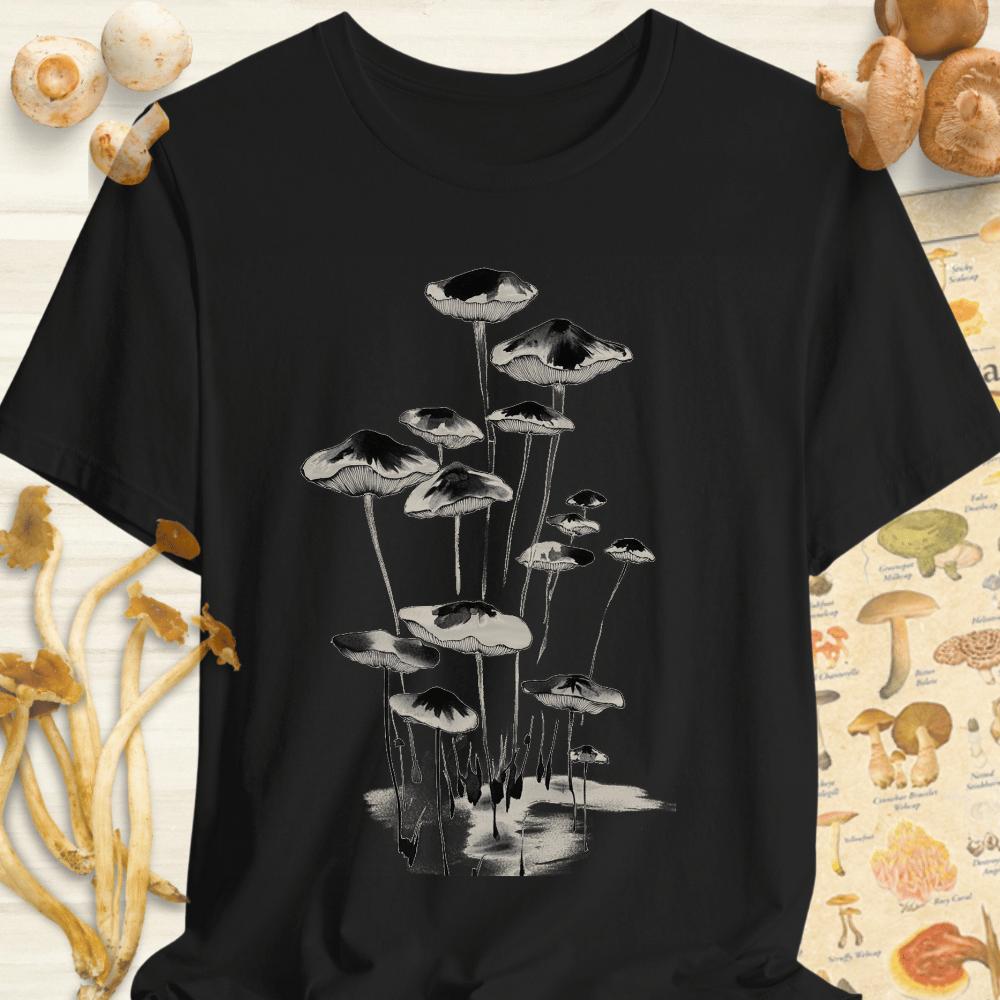 Sumi-E Mushroom Tee Black
