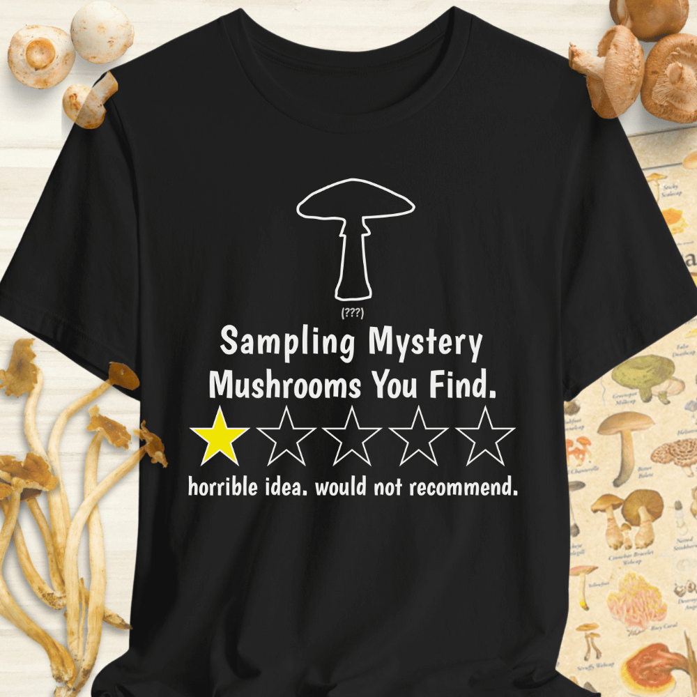 Sampling Mushrooms 1 Star Tee Black