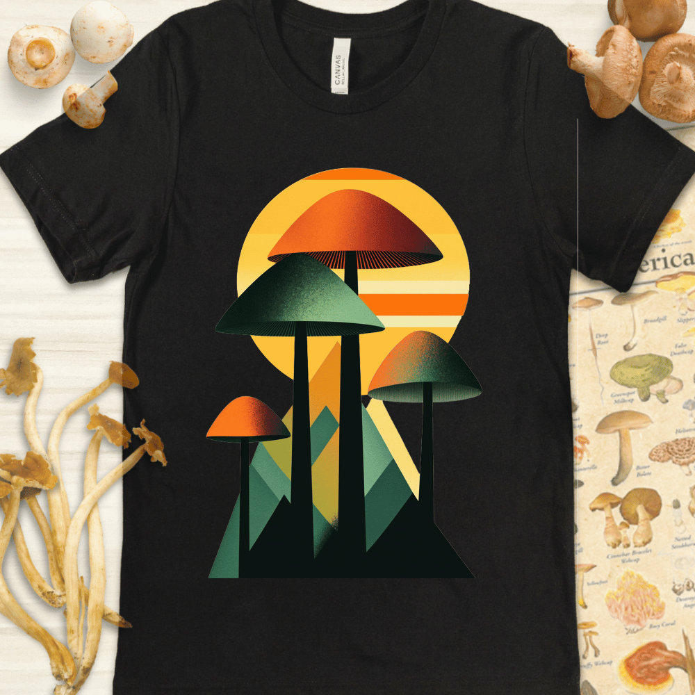 Geo Fungi Sunset Tee Black