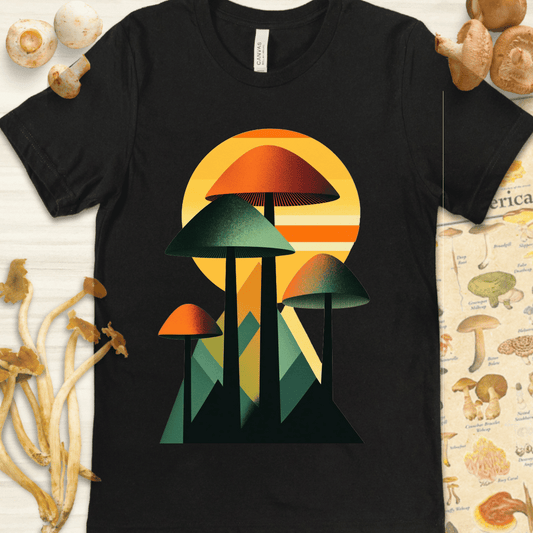 Geo Fungi Sunset Tee Black