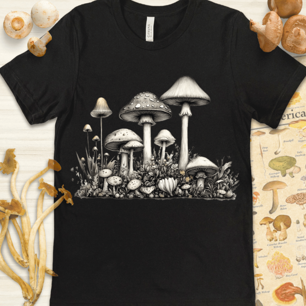 White Fungal Bloom Tee Black