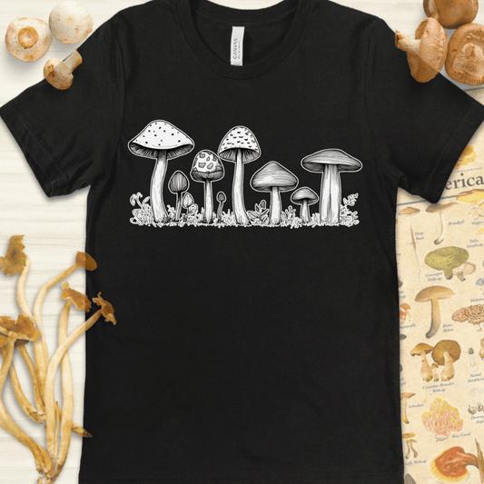 White Fungi Portrait Tee Black