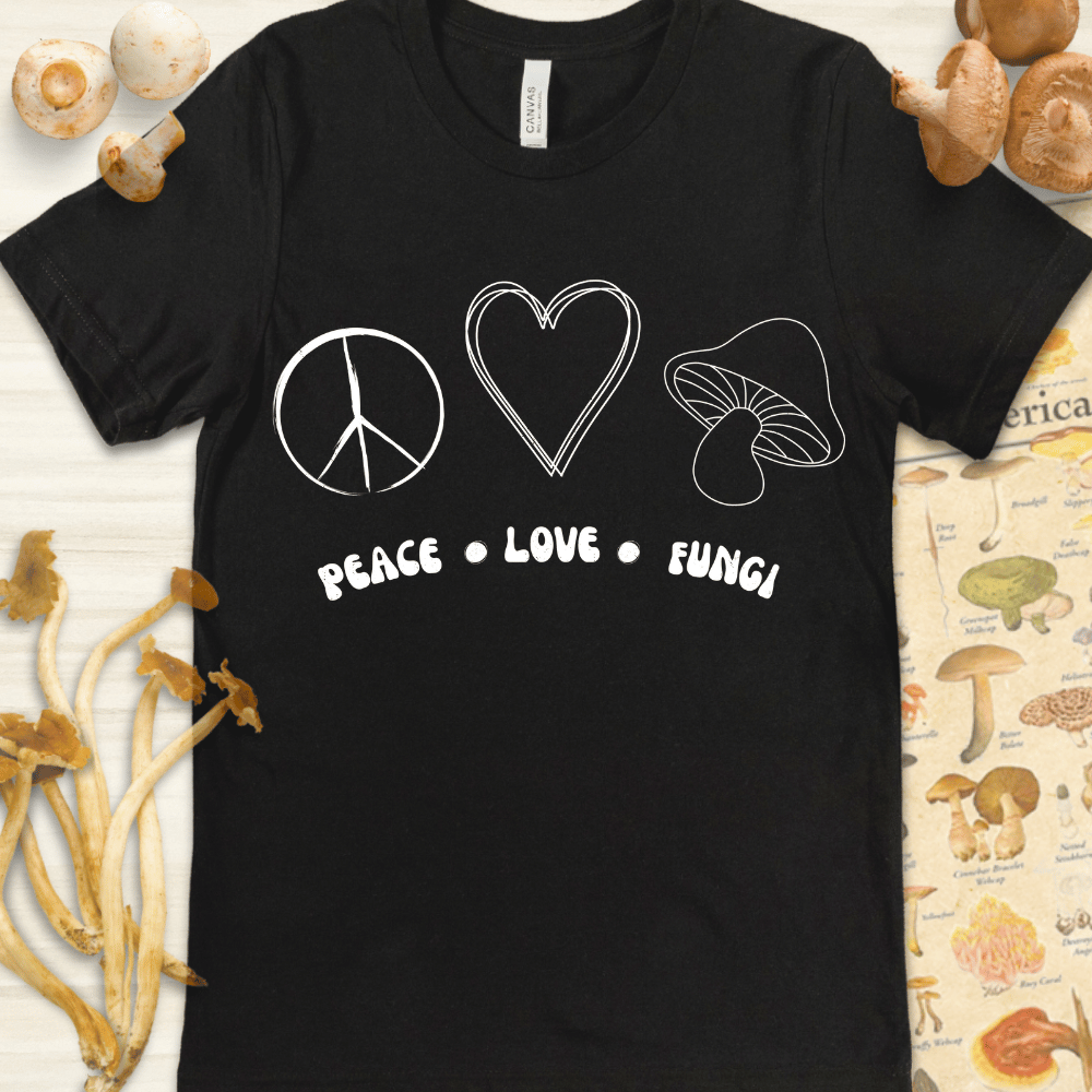 Peace Love Fungi Tee Black