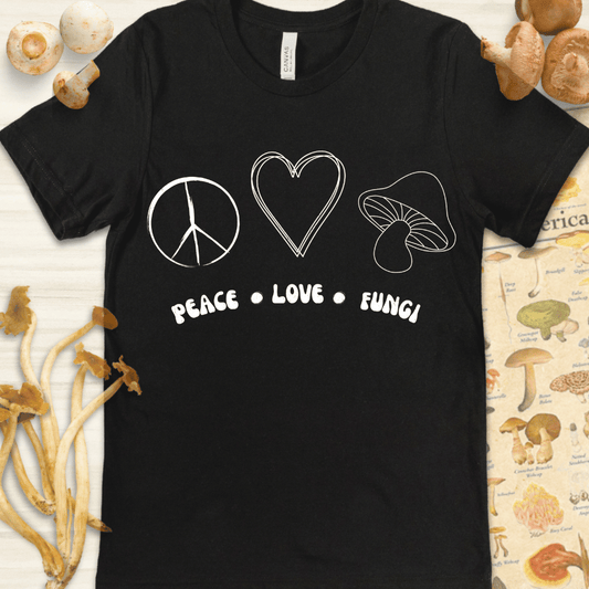 Peace Love Fungi Tee Black
