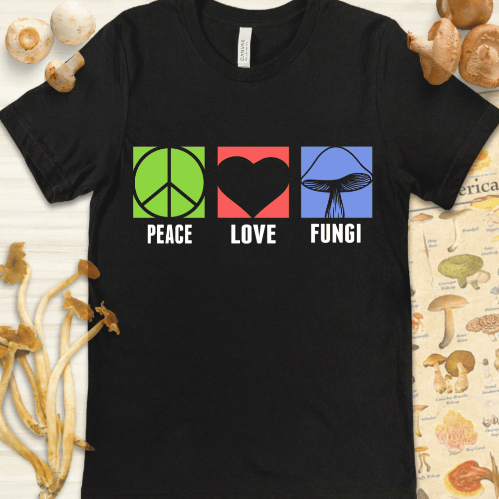 Peace Love Fungi Tee Black
