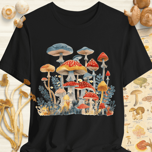 Floral Mushroom Collage Tee Black