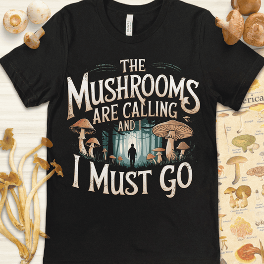 Mushrooms Calling Tee Black