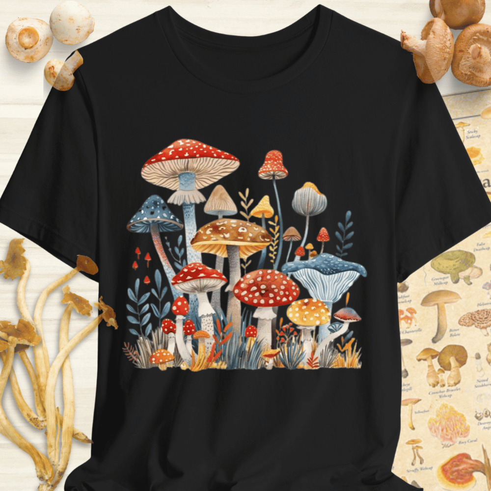 Mushroom Flora Tee Black
