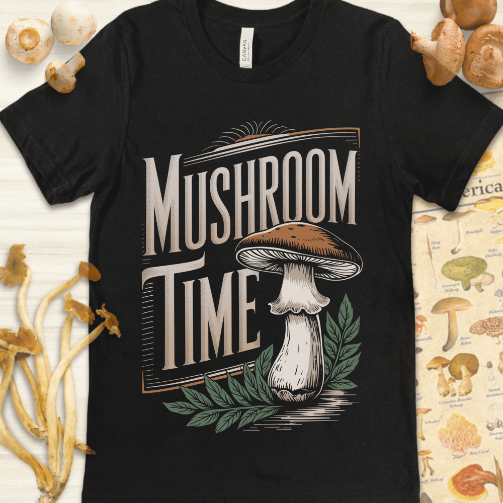 Mushroom Time Tee Black