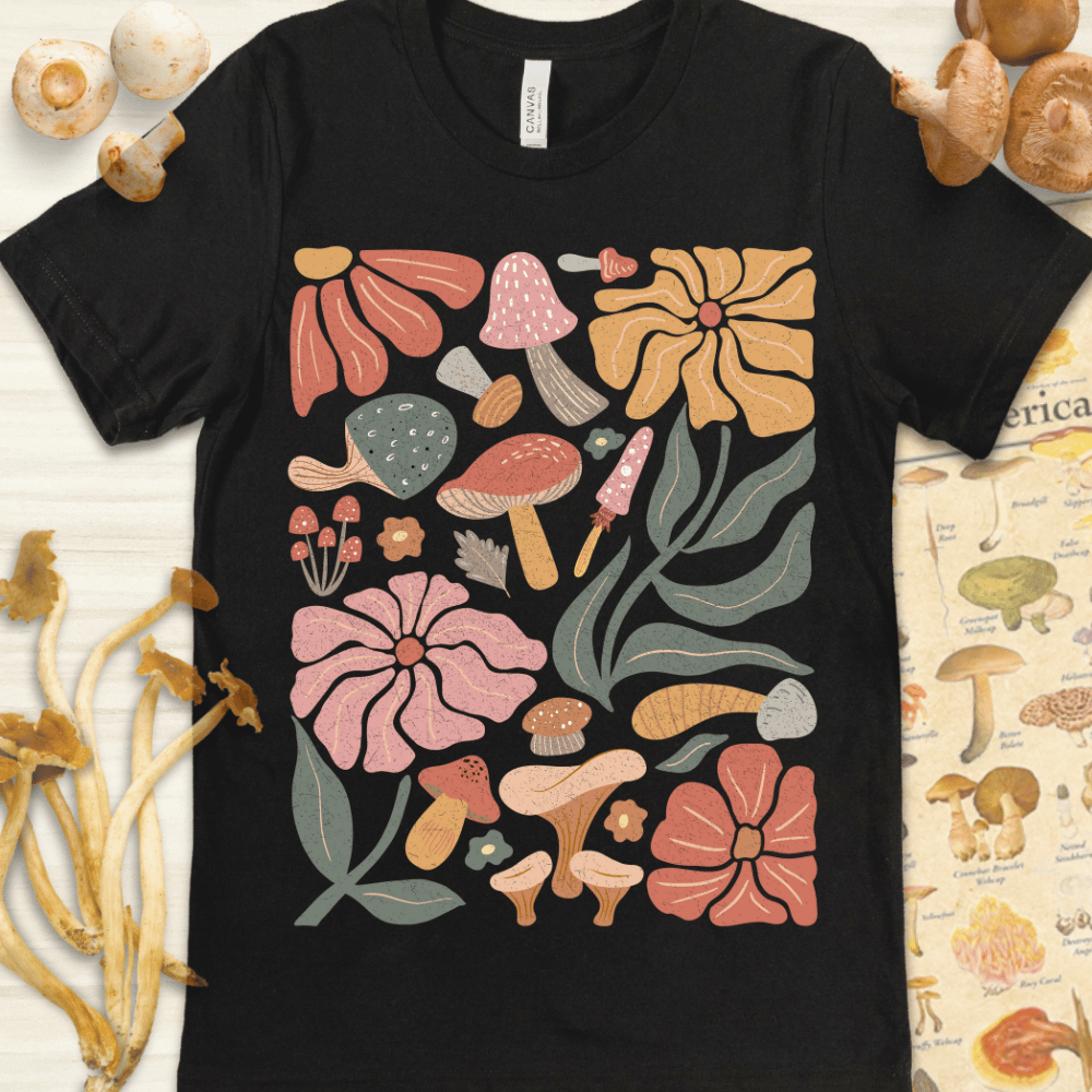 Boho Fungi N Fauna Tee Black