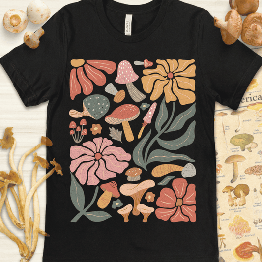 Boho Fungi N Fauna Tee Black