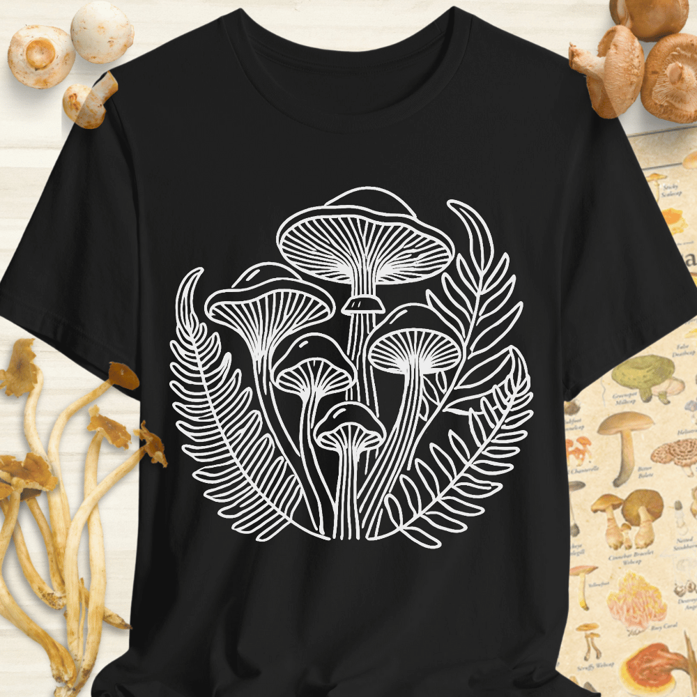 Fungi & Ferns Line Art Tee Black