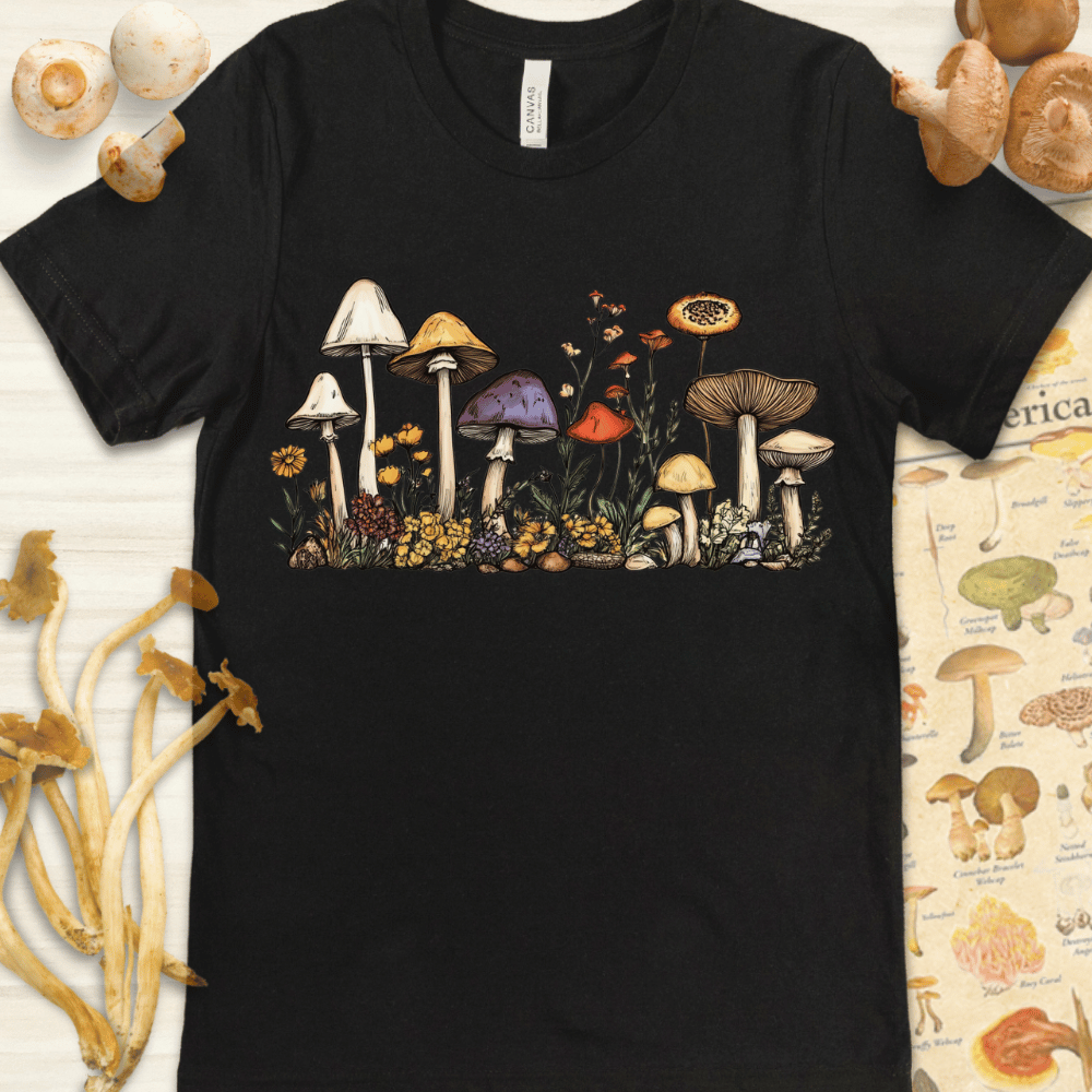 Line Art Fungi Fauna Tee Black