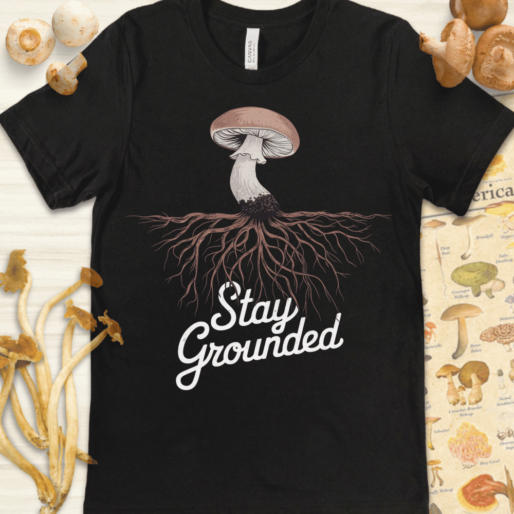 Stay Grounded Shroom Tee Black