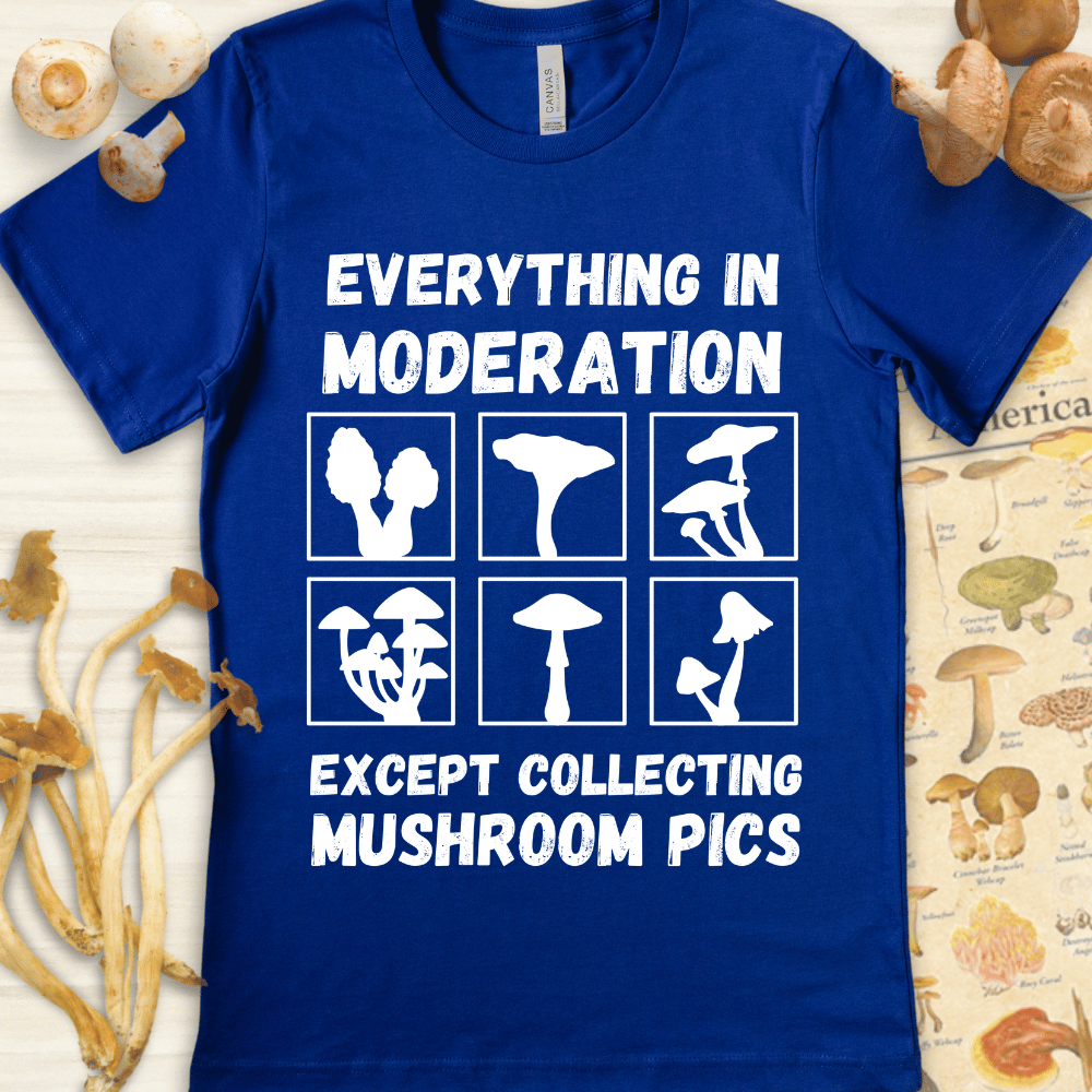 Mushroom Pics Tee Blue