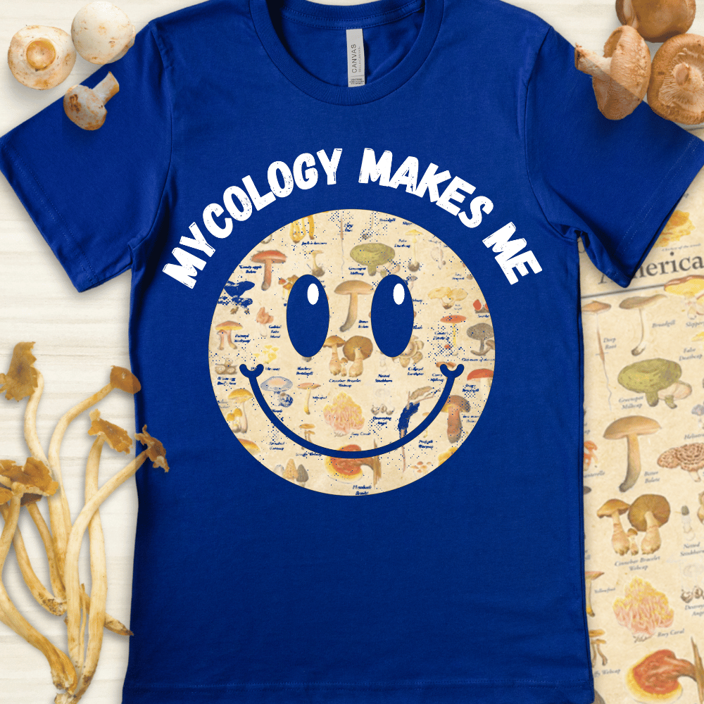 Mycology Makes Me Tee Blue
