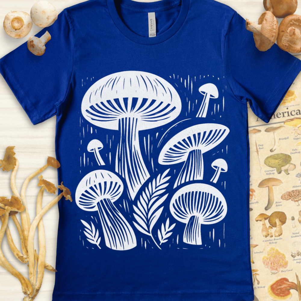 Mushrooms & Ferns Tee Blue