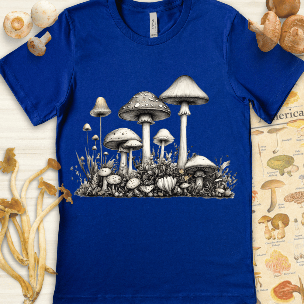 White Fungal Bloom Tee Blue