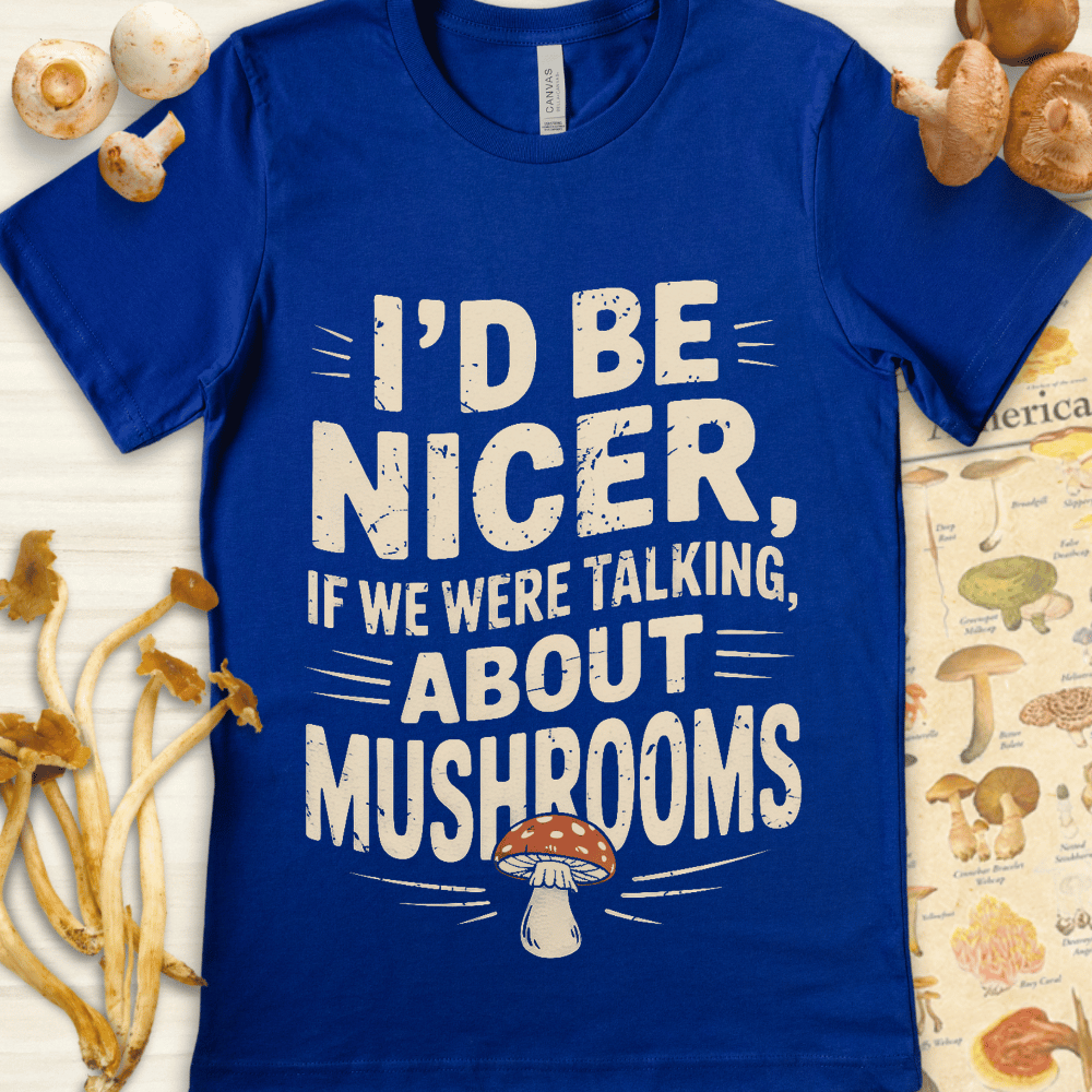 Talk Mushrooms Tee Blue