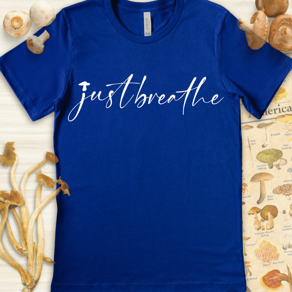 Just Breathe Fungi Tee Blue