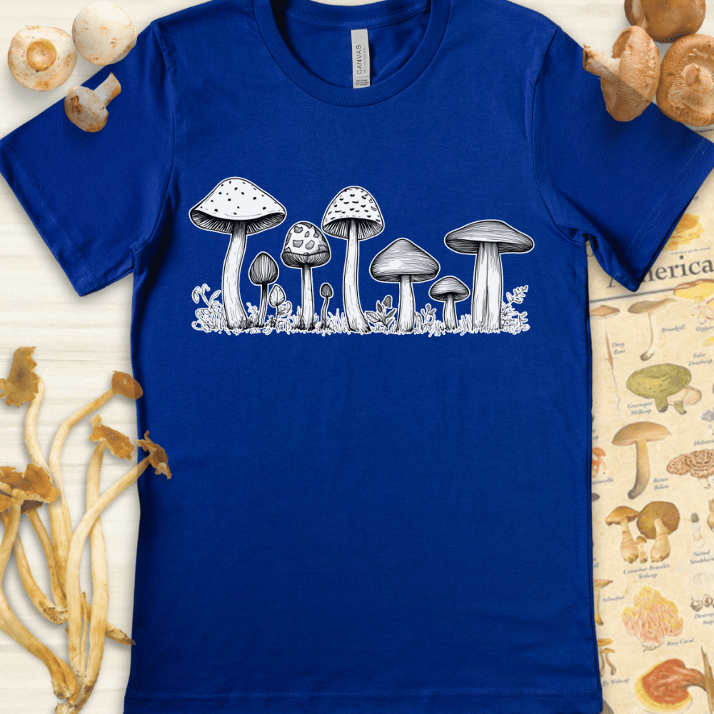 White Fungi Portrait Tee Blue