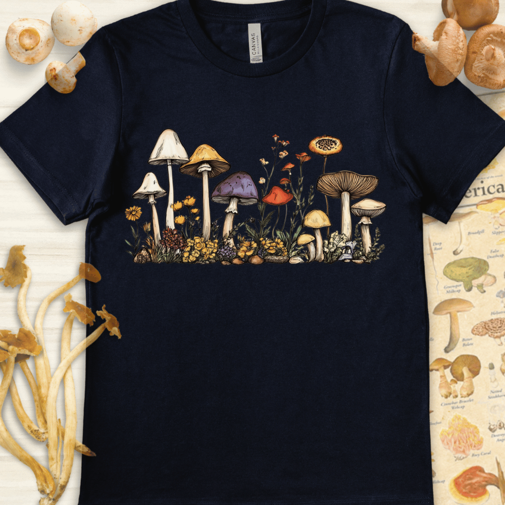 Line Art Fungi Fauna Tee Navy