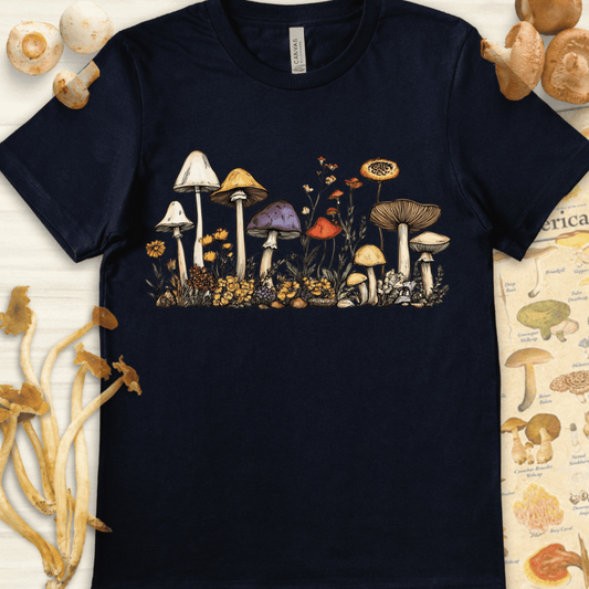 Line Art Fungi Fauna Tee Navy