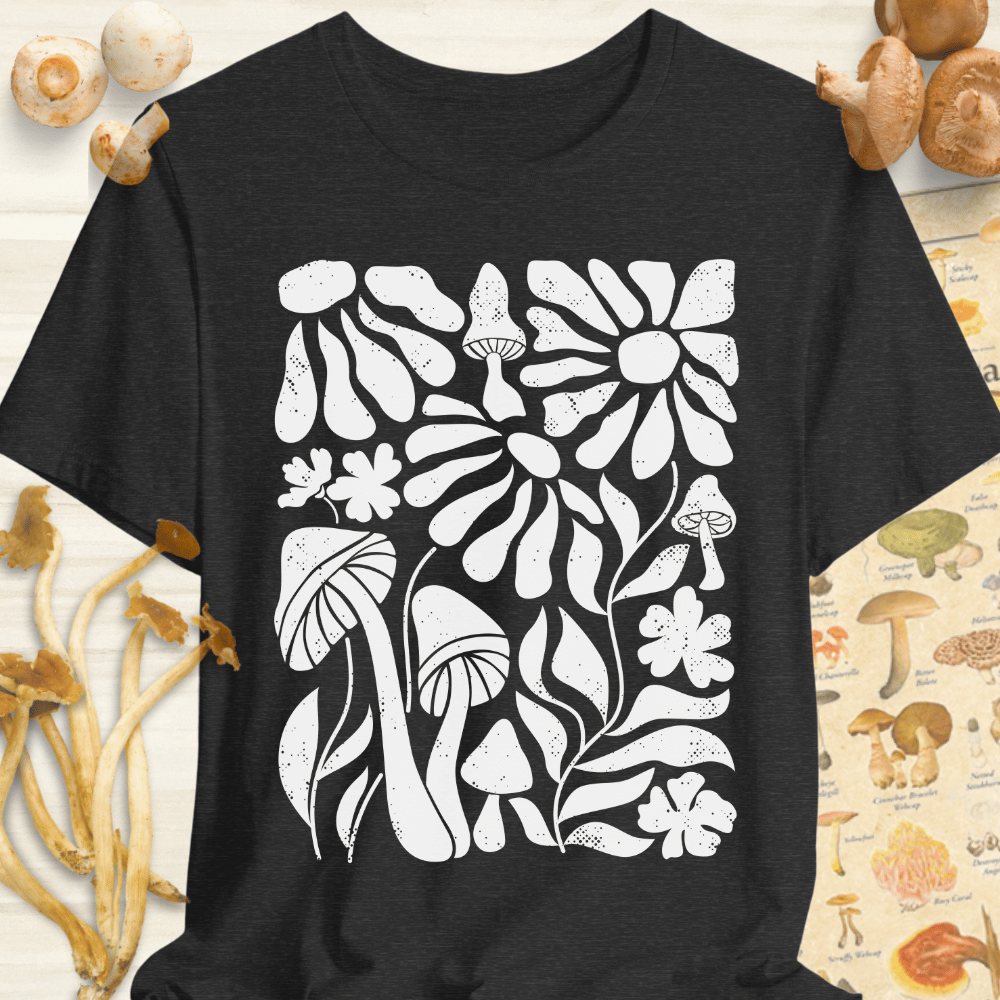 Flowers N shrooms Tee Dark Grey