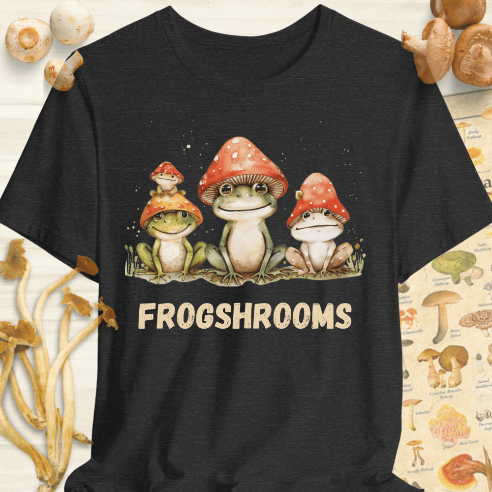 FrogShrooms In Hats Tee Dark Grey
