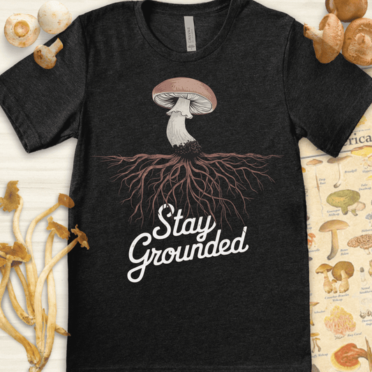 Stay Grounded Shroom Tee Dark Grey