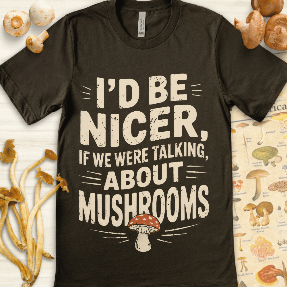 Talk Mushrooms Tee Dark Green