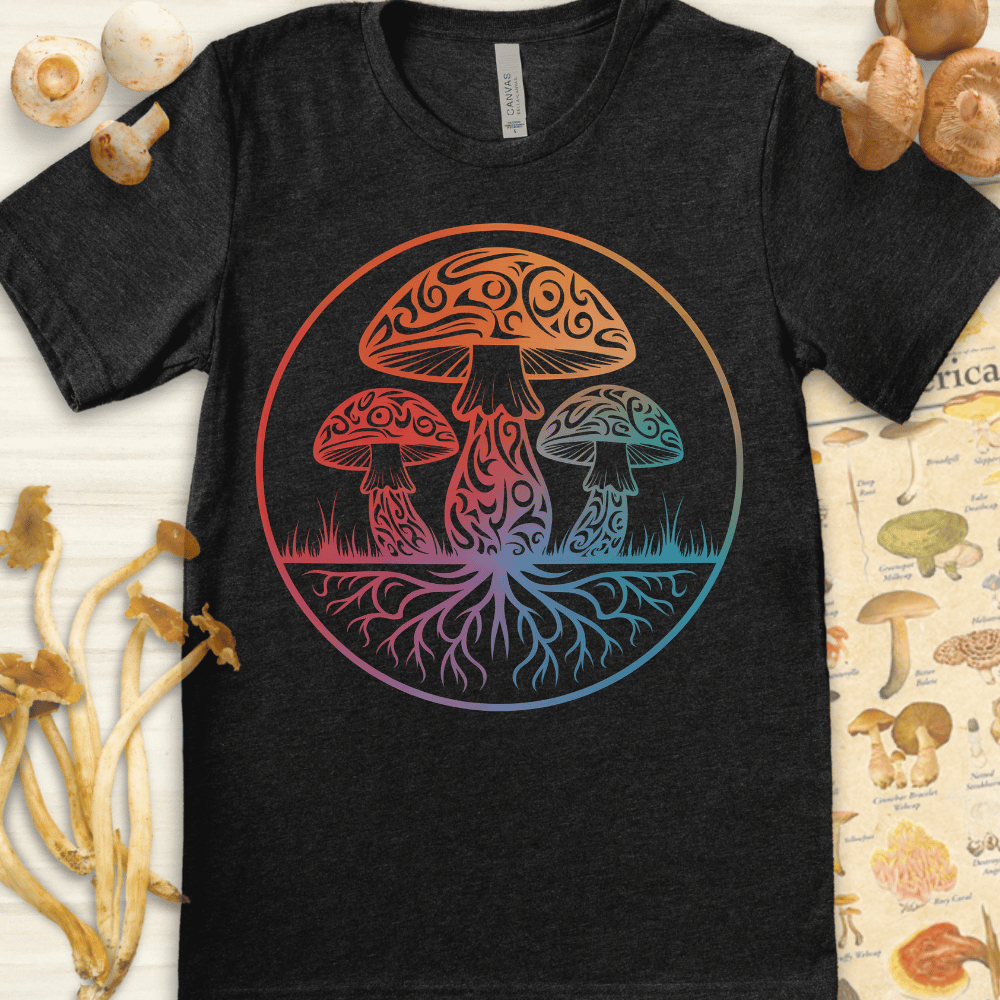 Tribal Fungi Colors Tee Dark Grey