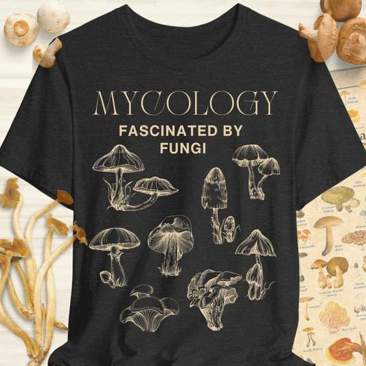 Mycology Facinated by Fungi Tee Dark Grey