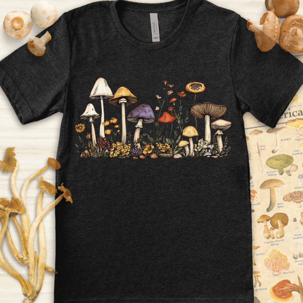 Line Art Fungi Fauna Tee Dark Grey