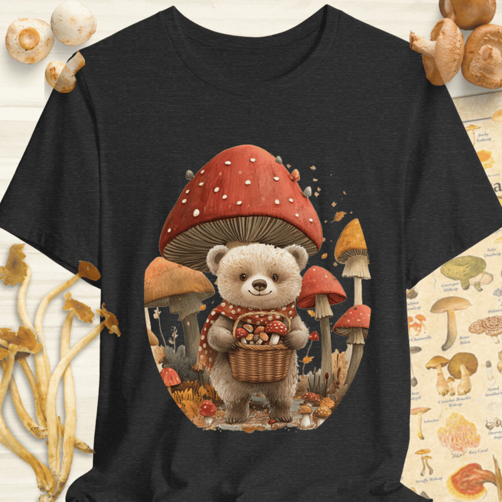 Fall Foraging Bear Tee Dark Grey