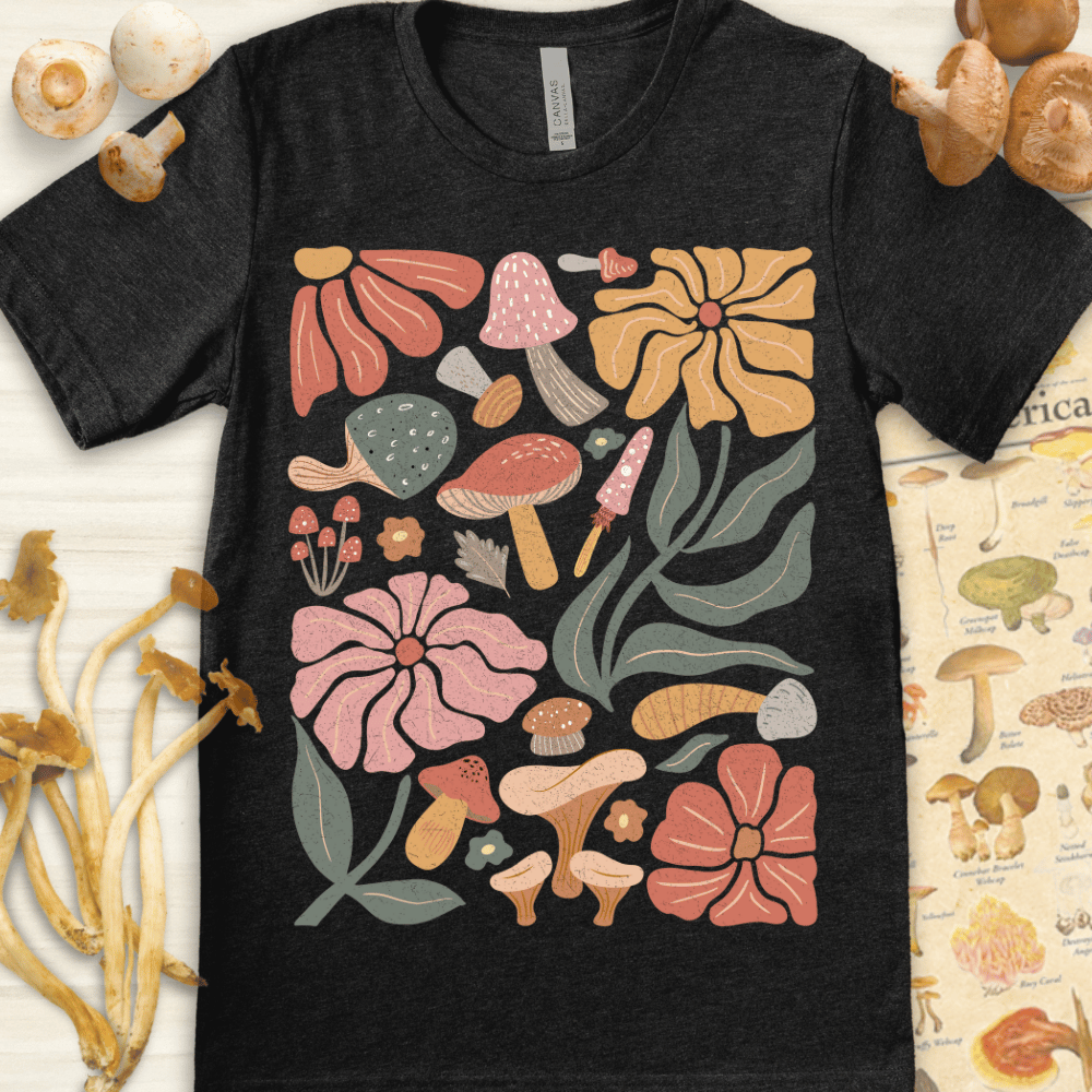 Boho Fungi N Fauna Tee Dark Grey