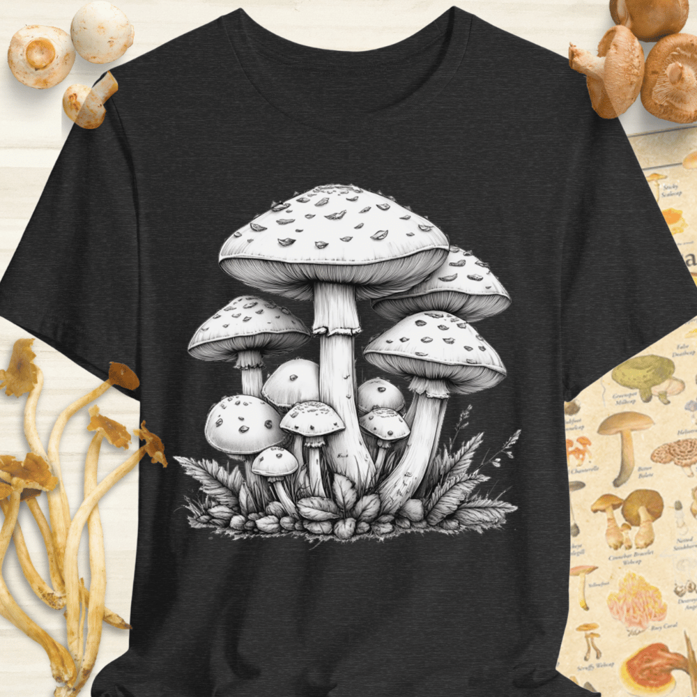 White Mushroom Tee Dark Grey
