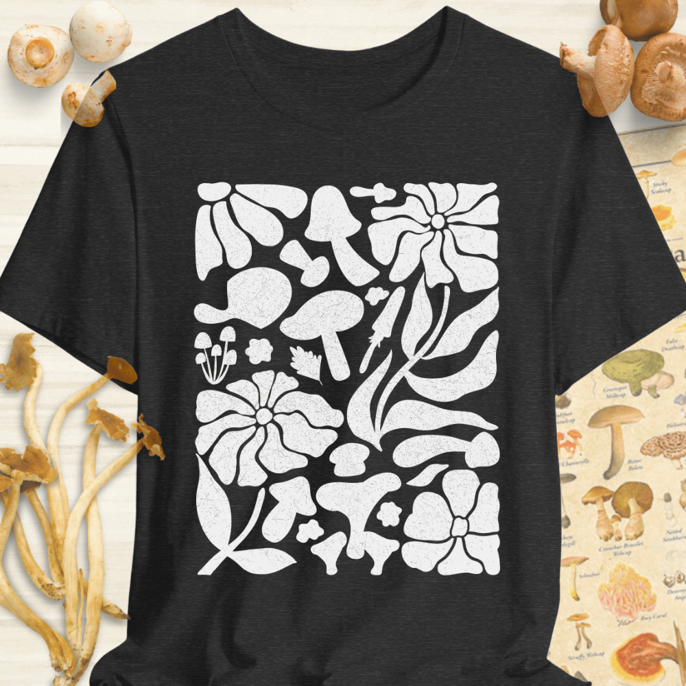Fungi Flora Print Tee Dark Grey