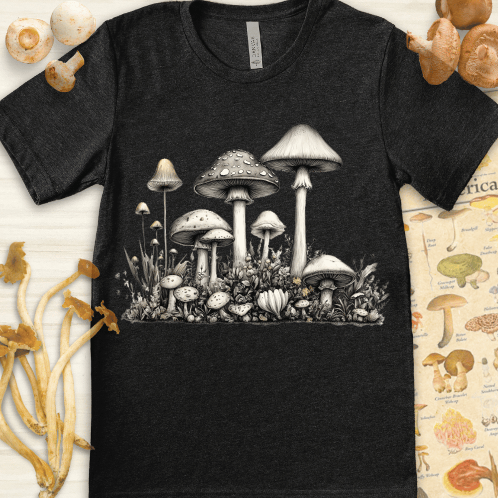 White Fungal Bloom Tee Dark Grey