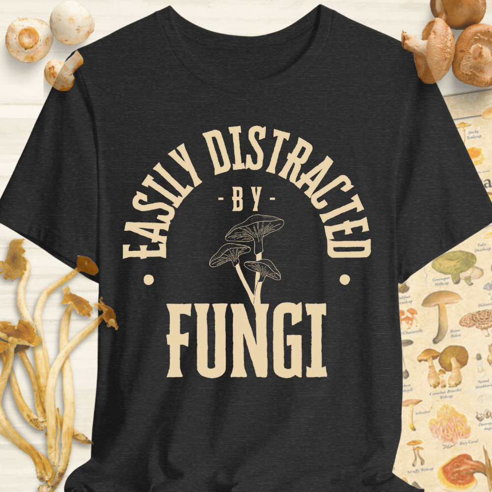 Easily Distracted by Fungi Tee Dark Grey
