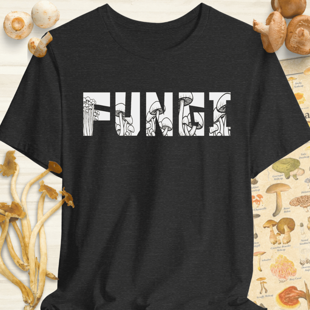 Fungi Script In Fungi Tee Dark Grey