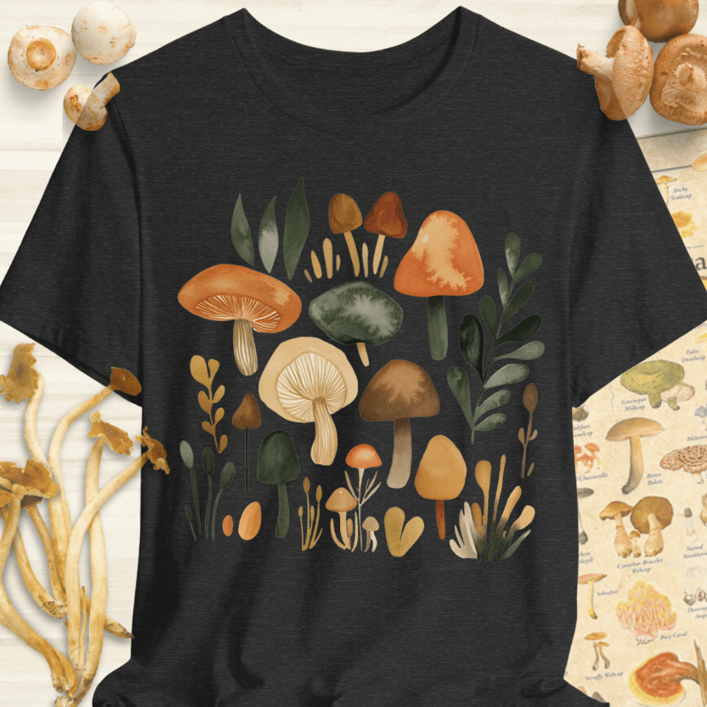 Watercolor Fungi Tee Dark Grey
