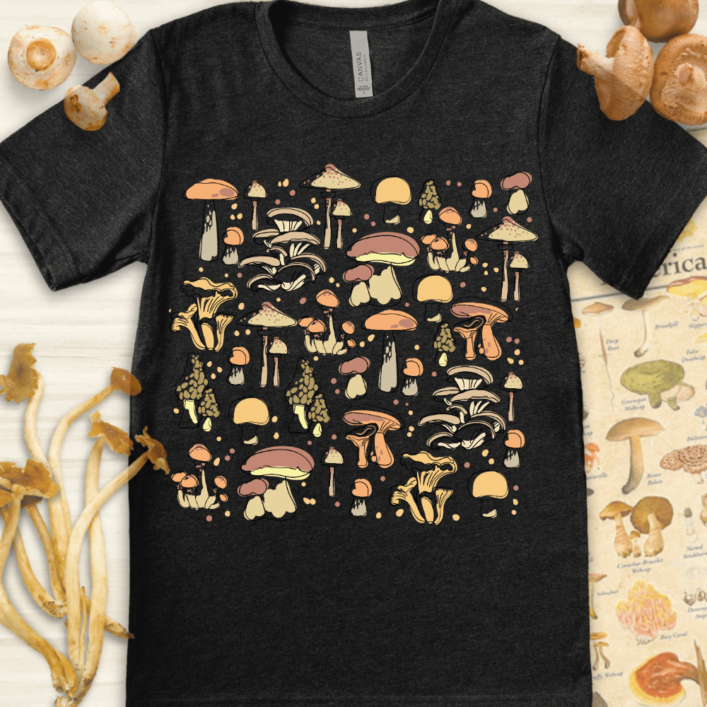 Mushroom Collage Tee Dark Grey