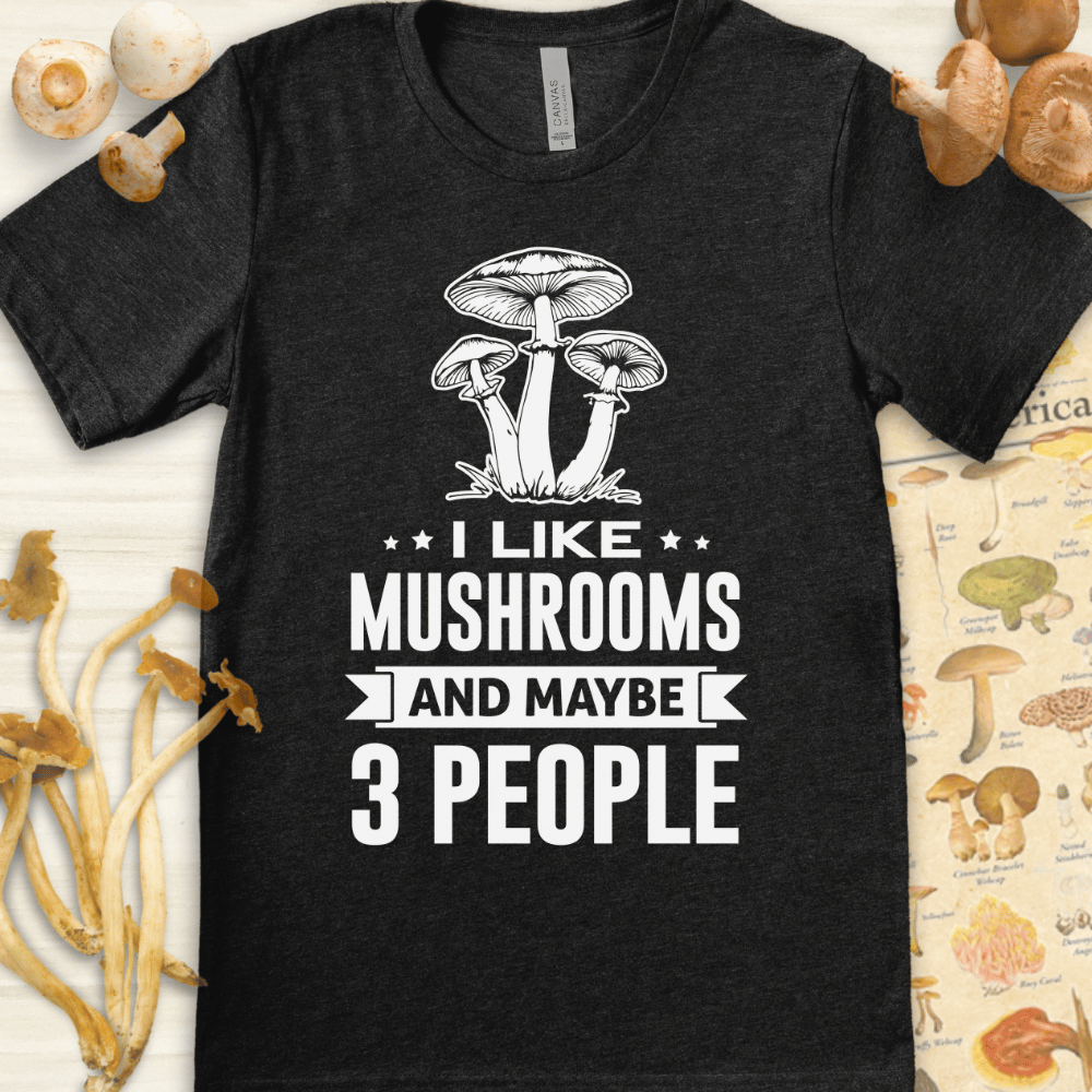 Mushrooms and 3 Tee Dark Grey