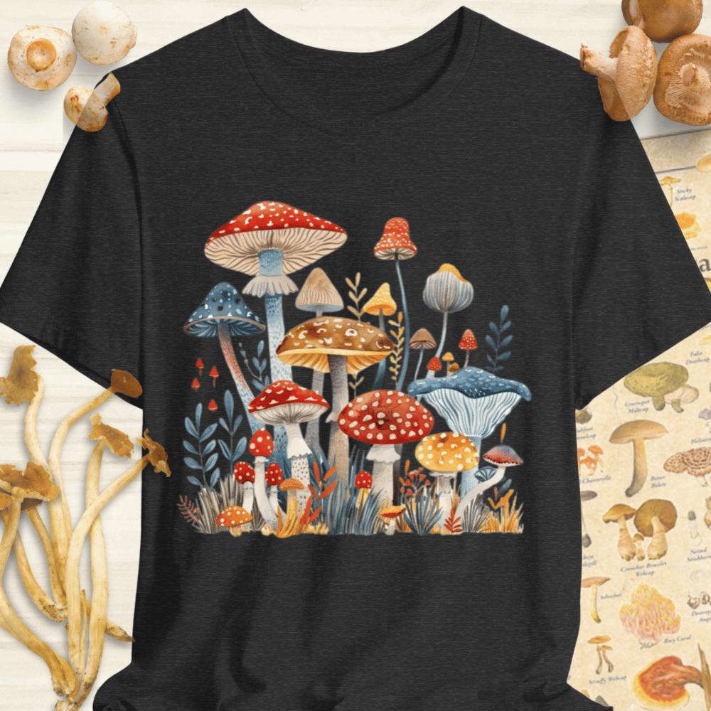 Mushroom Flora Tee Dark Grey