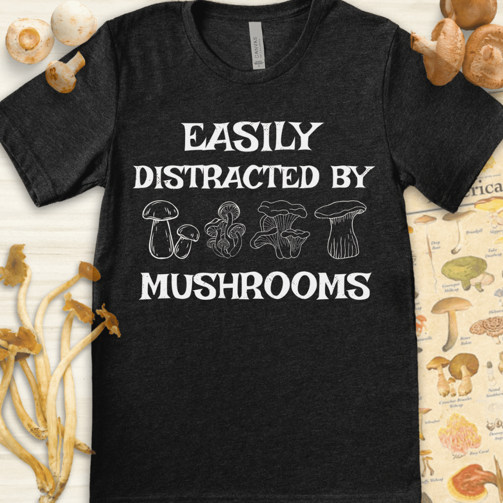 Distracted Mushrooms Tee Dark Grey